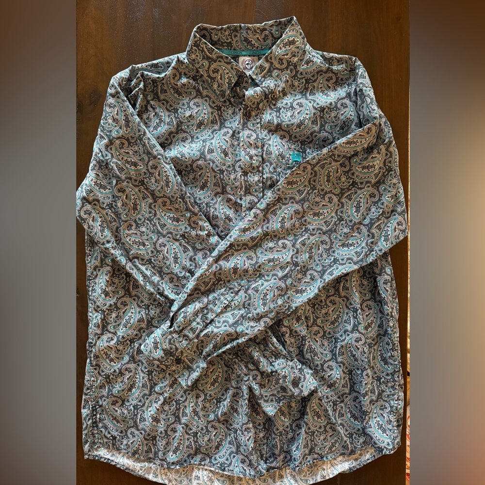 Cinch Blue and Gray Paisley Men's Shirt